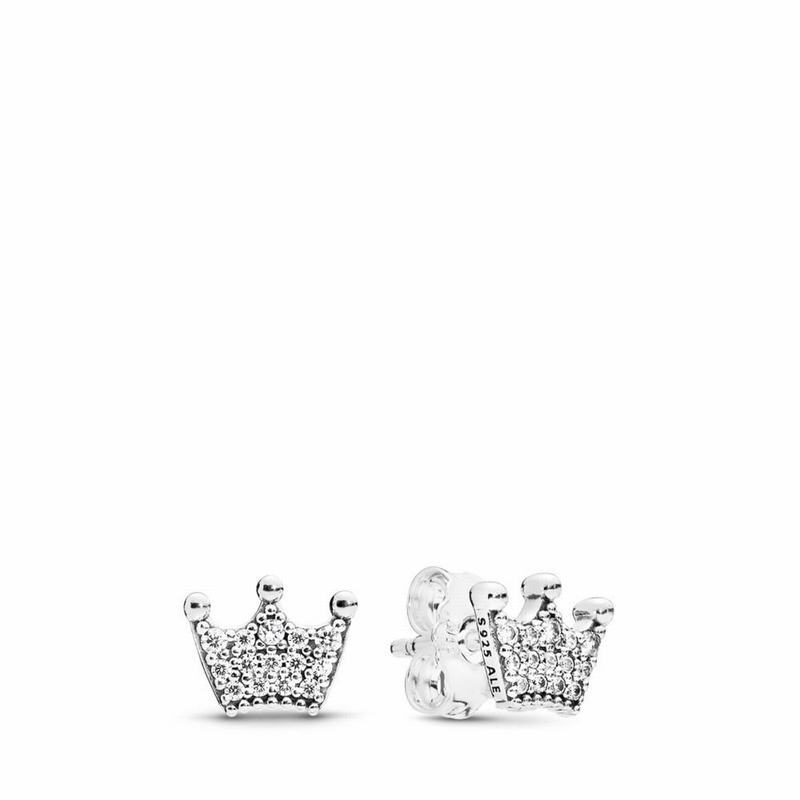 Pandora Enchanted Crowns Stud Earrings - Sterling Silver/Cubic Zirconia - Canada | IQ2545BS